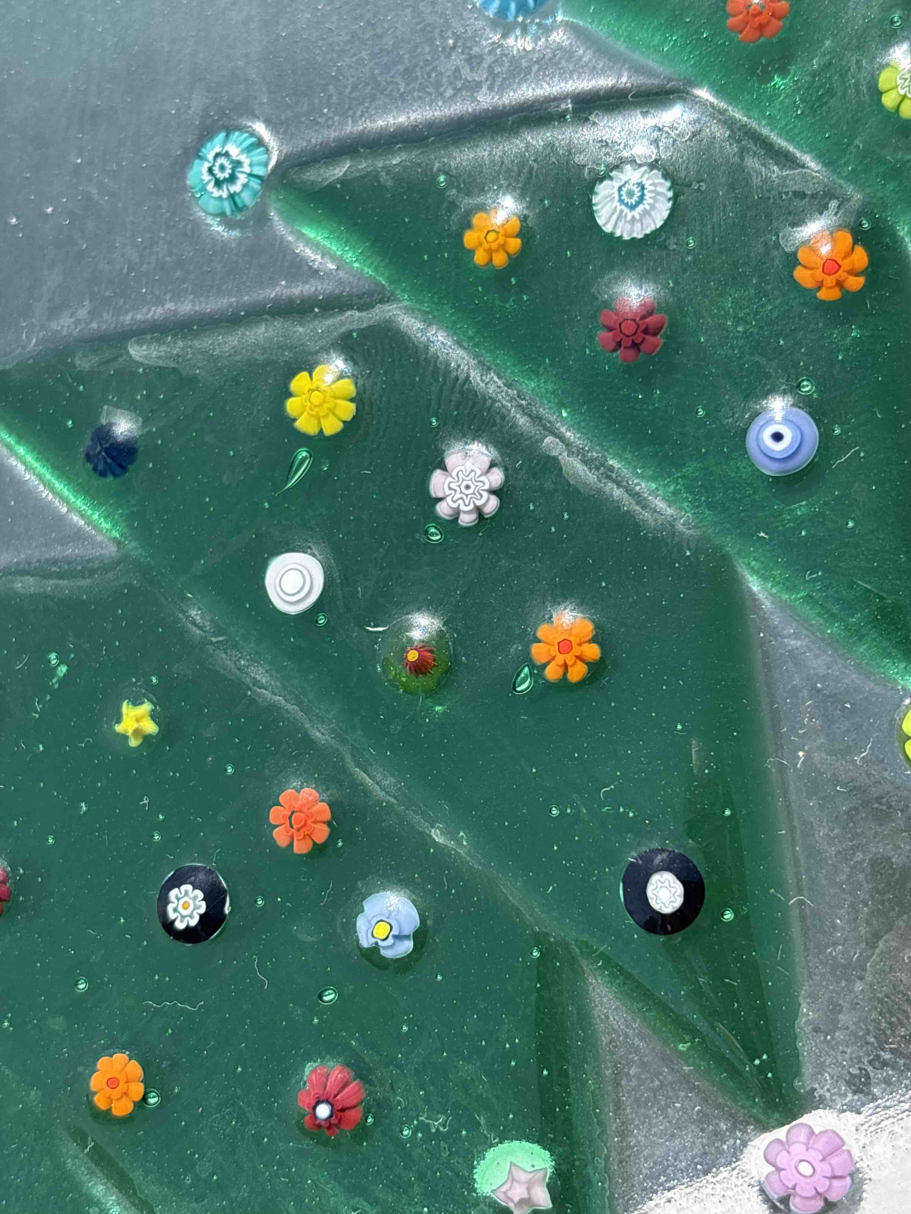 Piatto in vetro di Murano con decorazione Natalizia