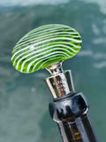 Tappo decorativo per bottiglia in vetro di Murano - verde e bianco