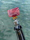 Tappo decorativo per bottiglia in vetro di Murano - rosso e bianco