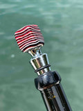 Tappo decorativo per bottiglia in vetro di Murano - rosso, bianco e nero