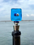 Tappo decorativo per bottiglia in vetro di Murano - blu con murrine