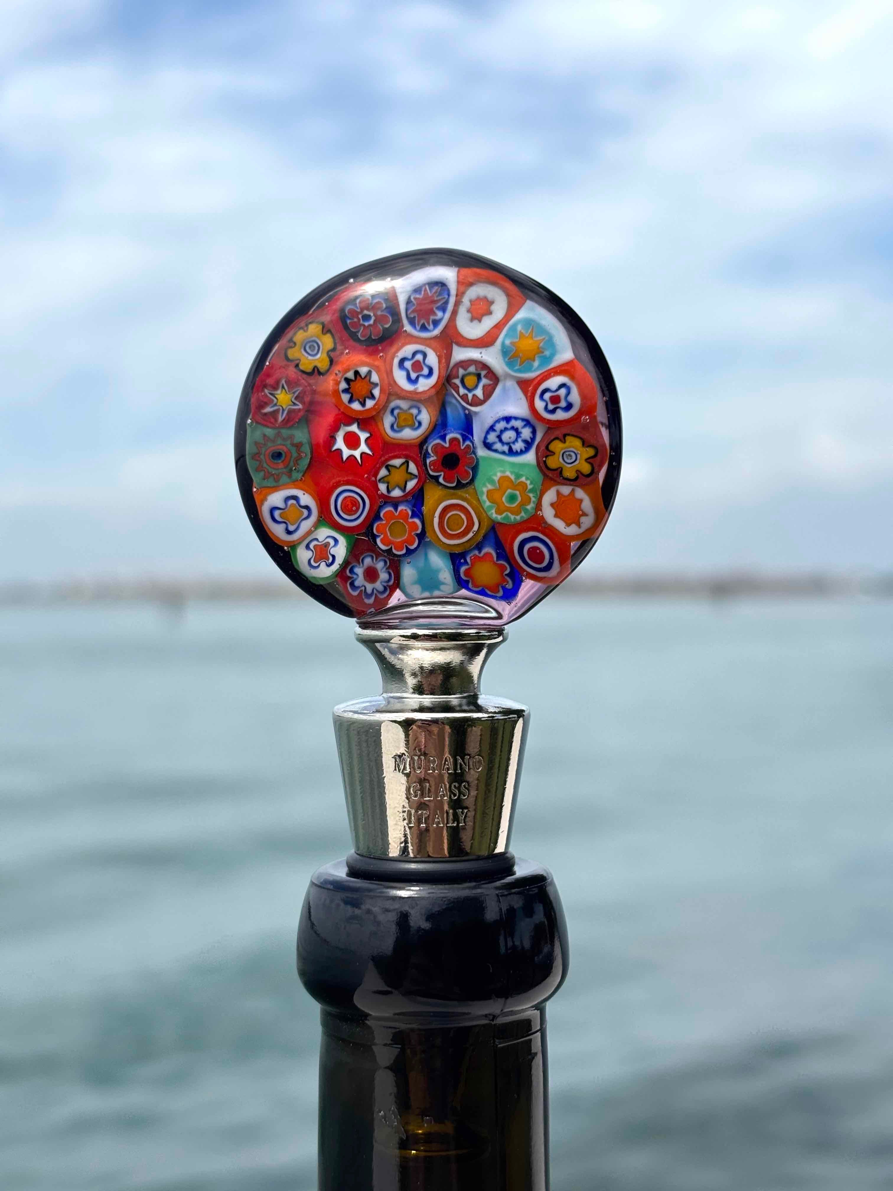 Tappo decorativo per bottiglia in vetro di Murano - Murrine multicolore