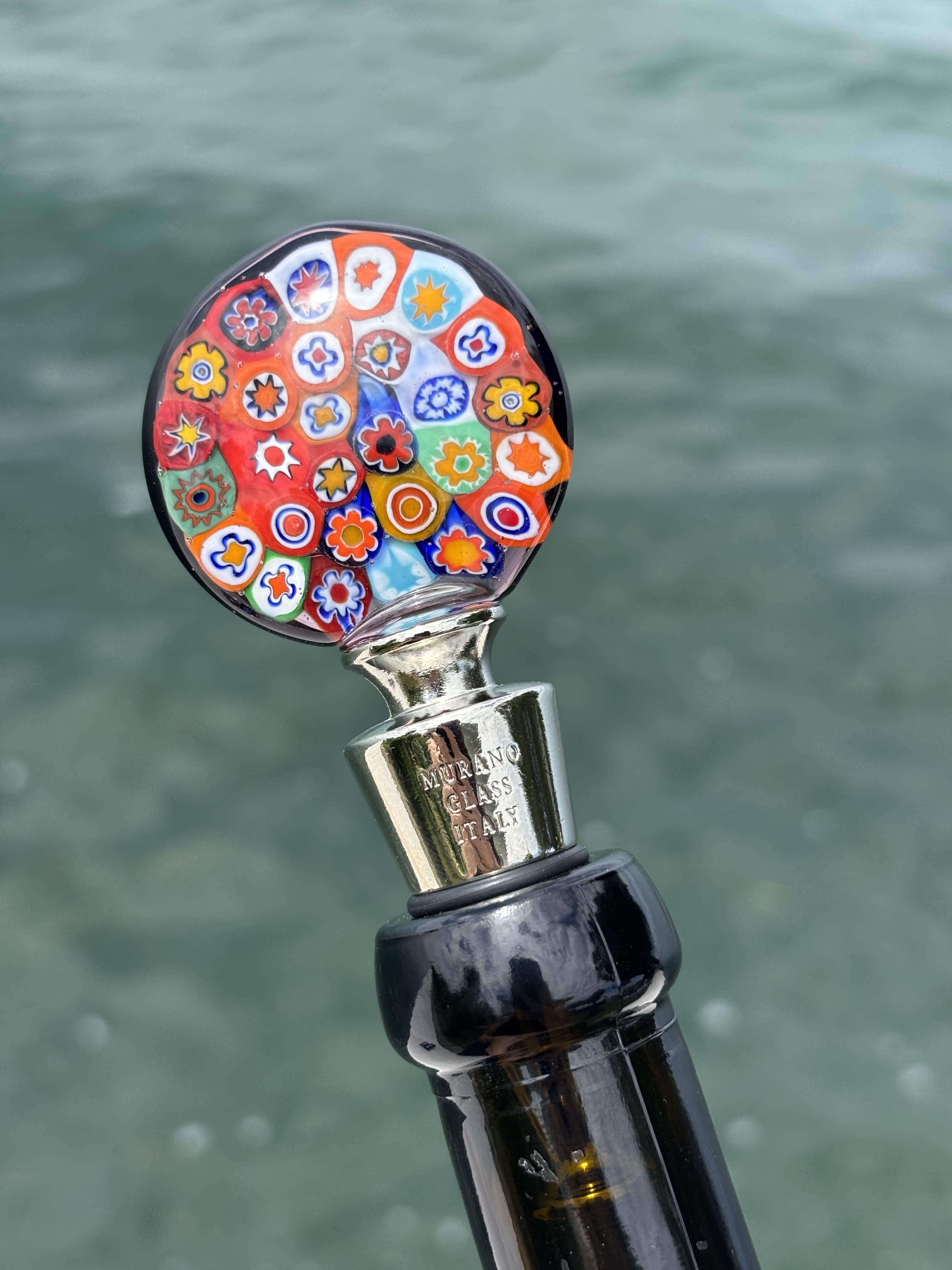 Tappo decorativo per bottiglia in vetro di Murano - Murrine multicolore