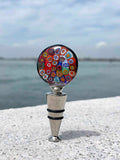 Tappo decorativo per bottiglia in vetro di Murano - Murrine multicolore