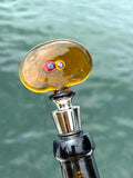 Tappo decorativo per bottiglia in vetro di Murano - giallo con murrine