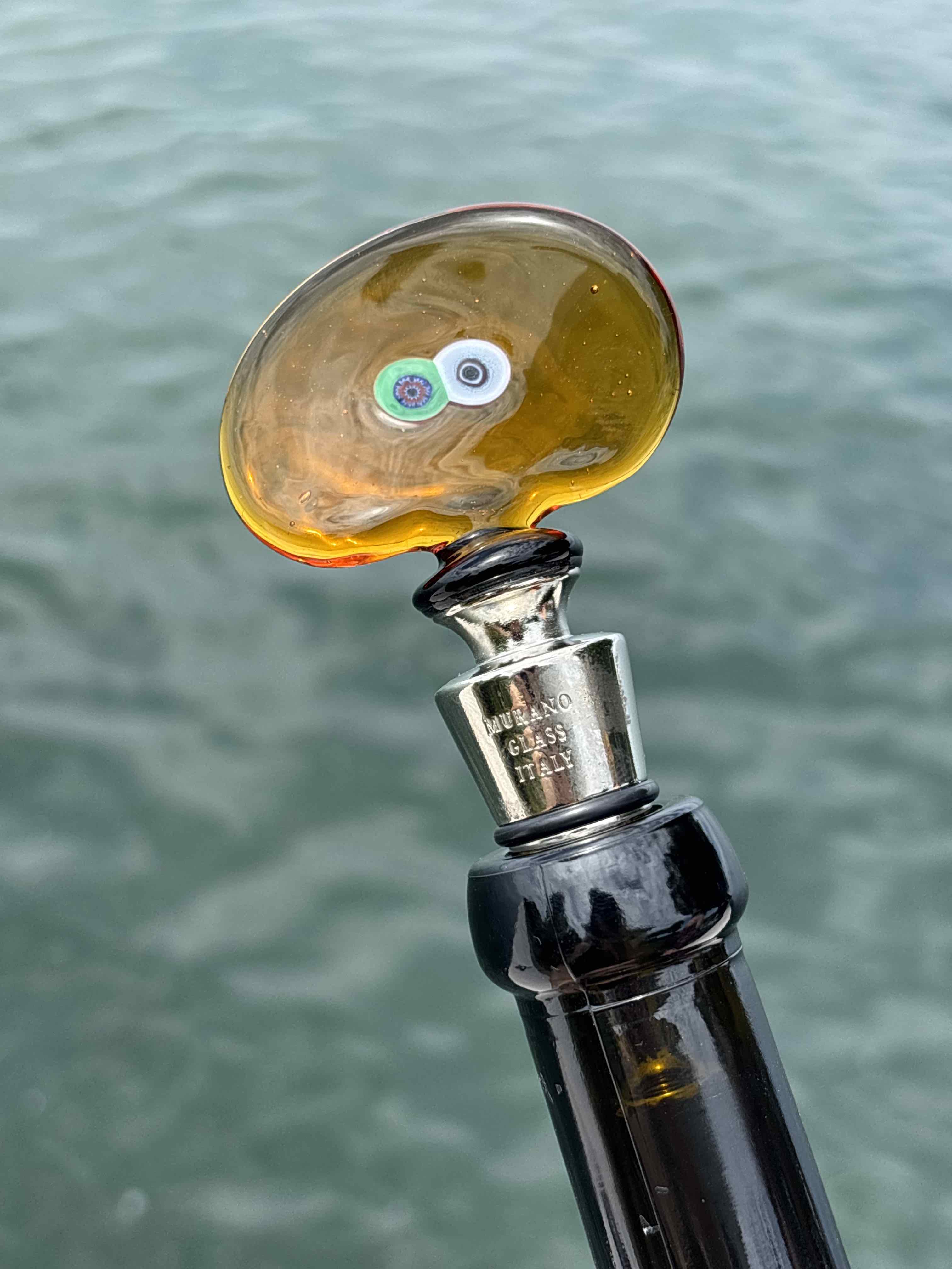 Tappo decorativo per bottiglia in vetro di Murano - giallo con murrine