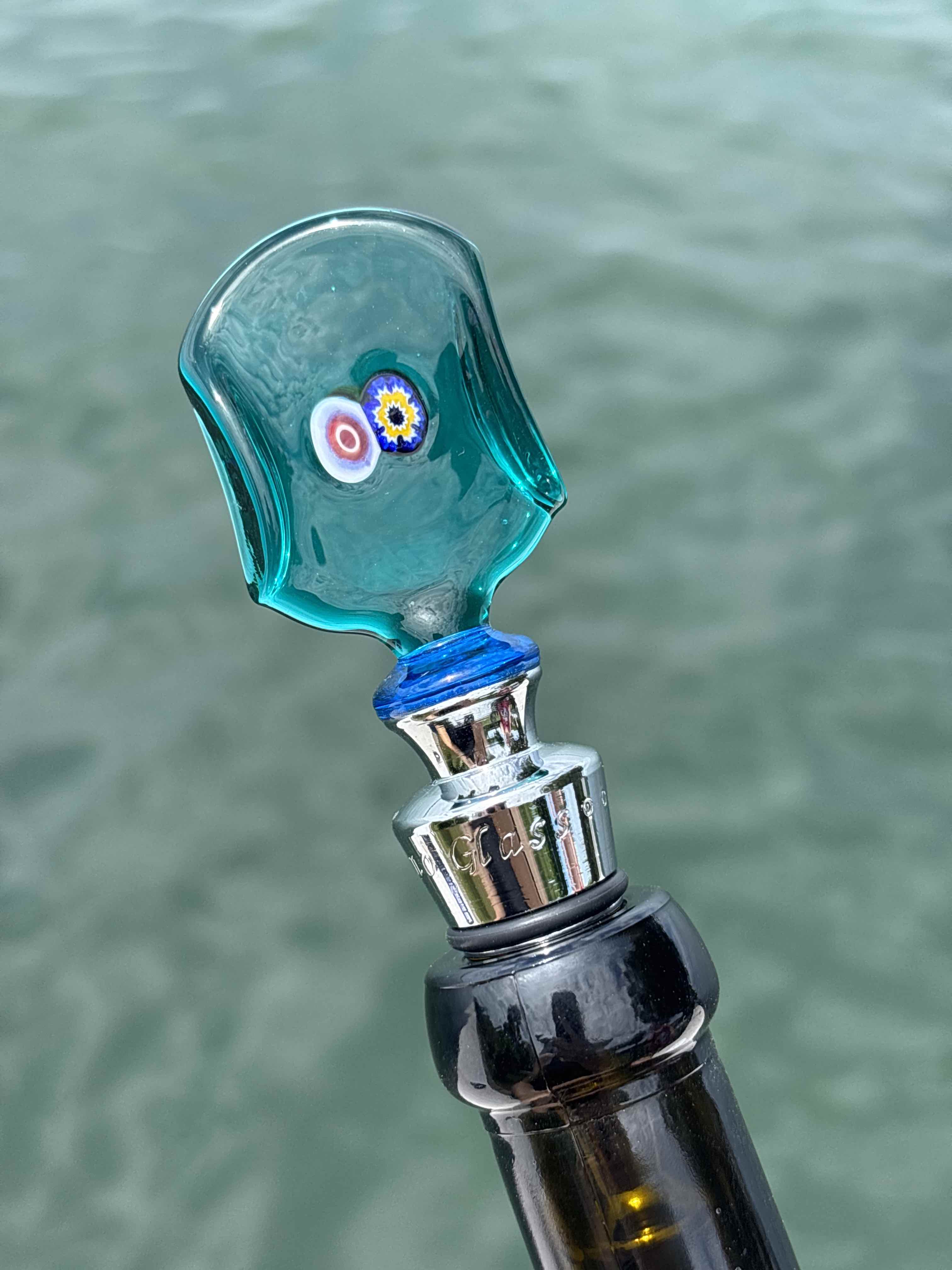 Tappo decorativo per bottiglia in vetro di Murano  - blu con murrine