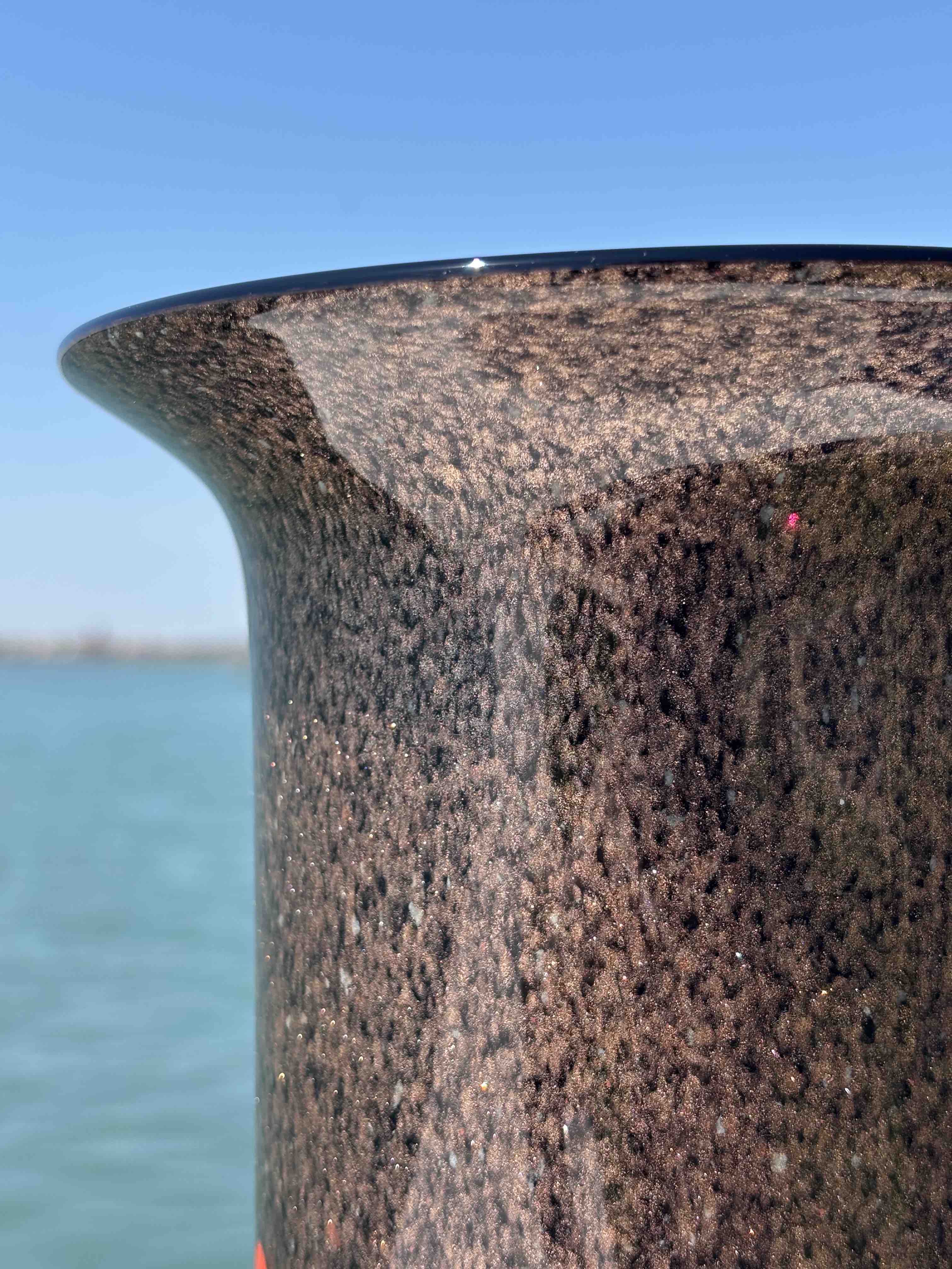 Vaso in autentico vetro di Murano con Murrine e foglia d'oro