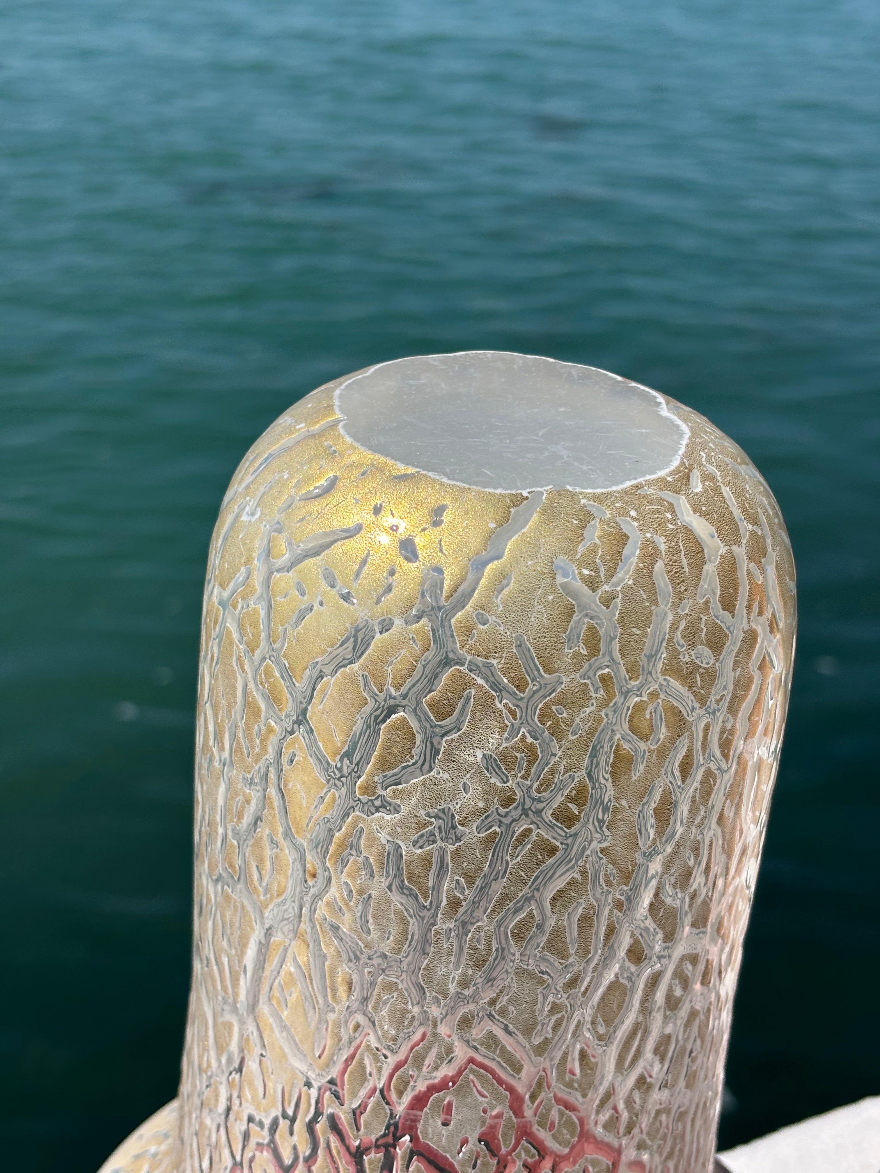 Vaso in autentico vetro di Murano con foglia d'oro