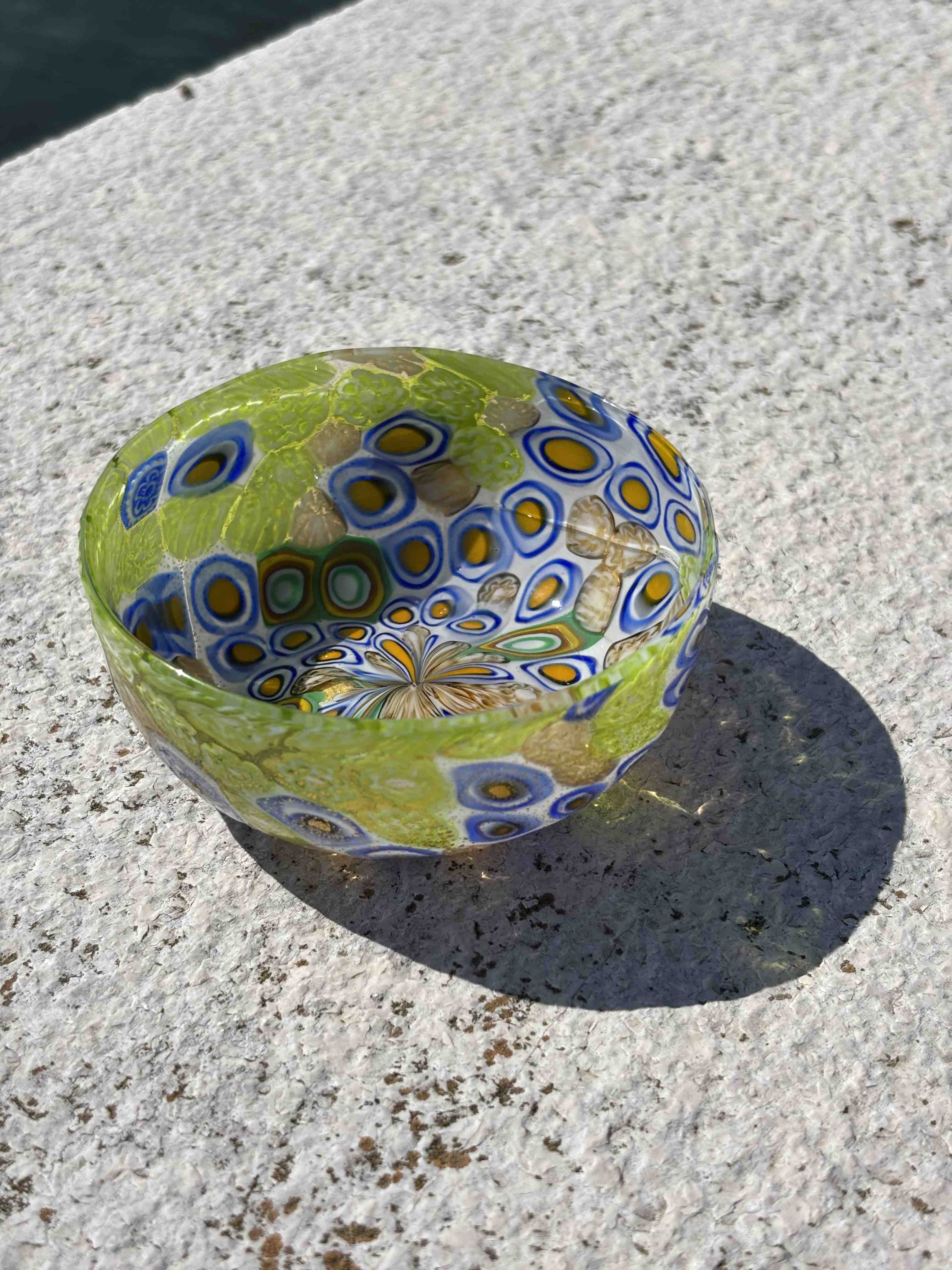 Ciotola in autentico vetro di Murano verde e blu