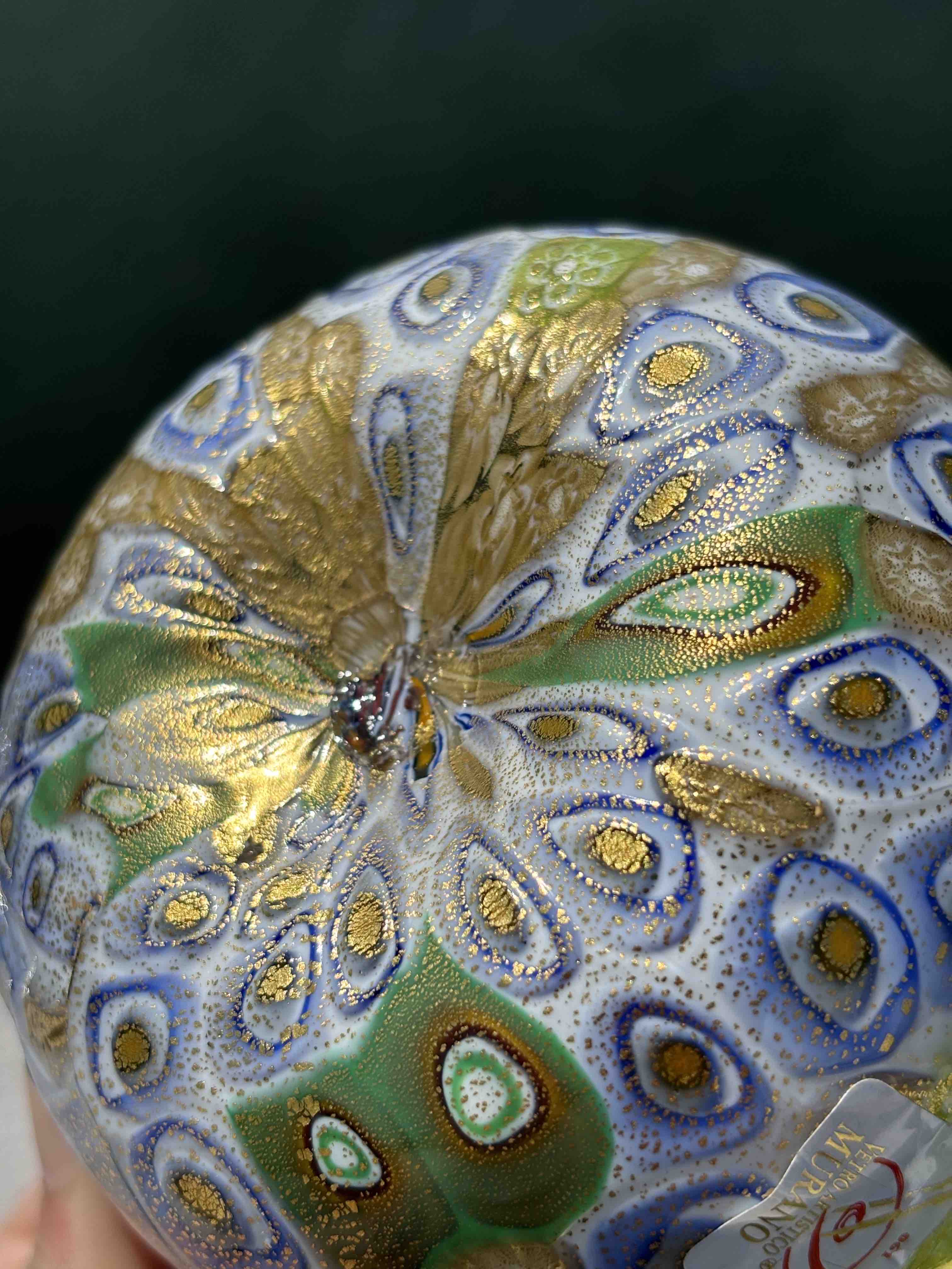 Ciotola in autentico vetro di Murano verde e blu