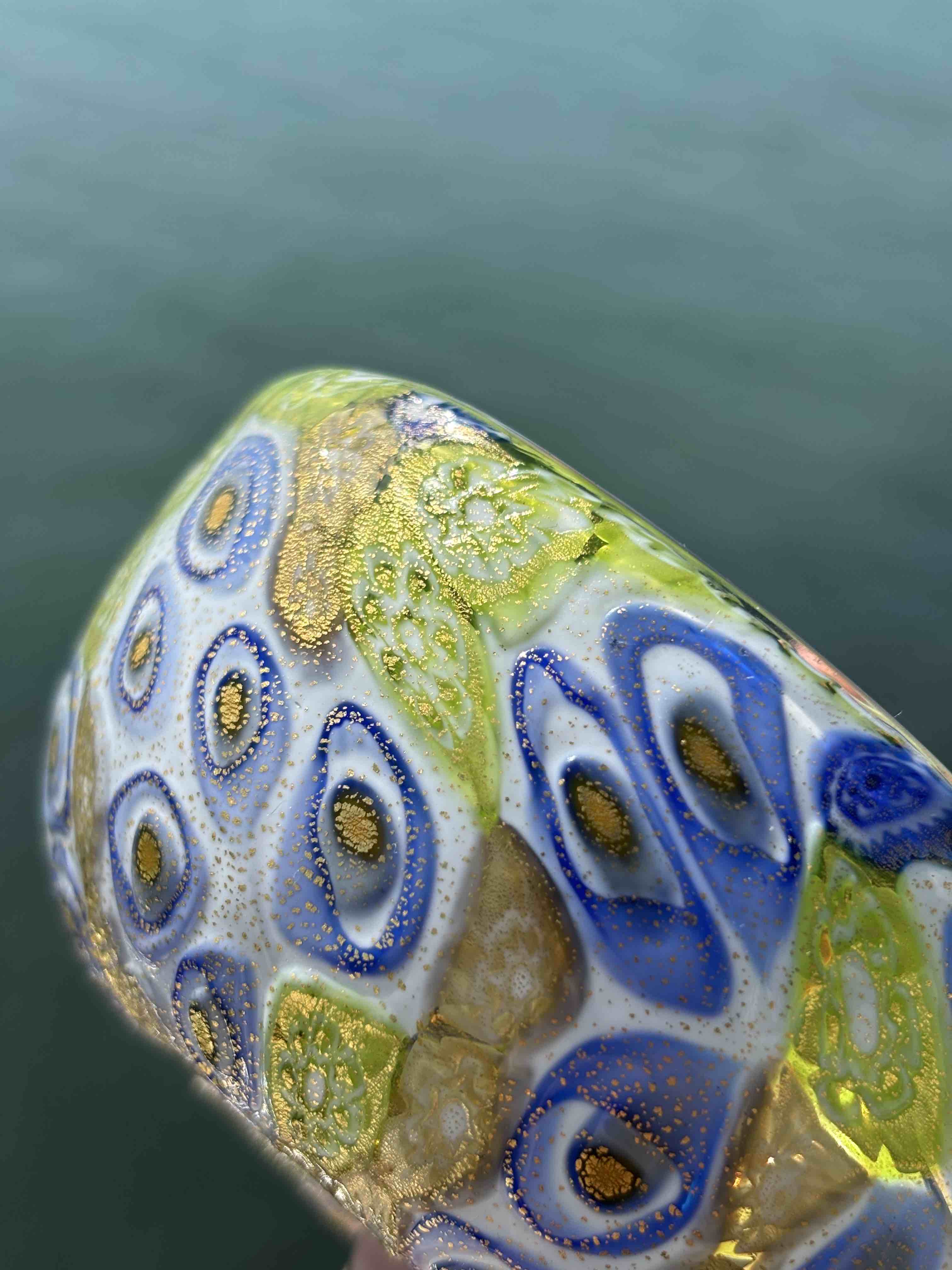 Ciotola in autentico vetro di Murano verde e blu