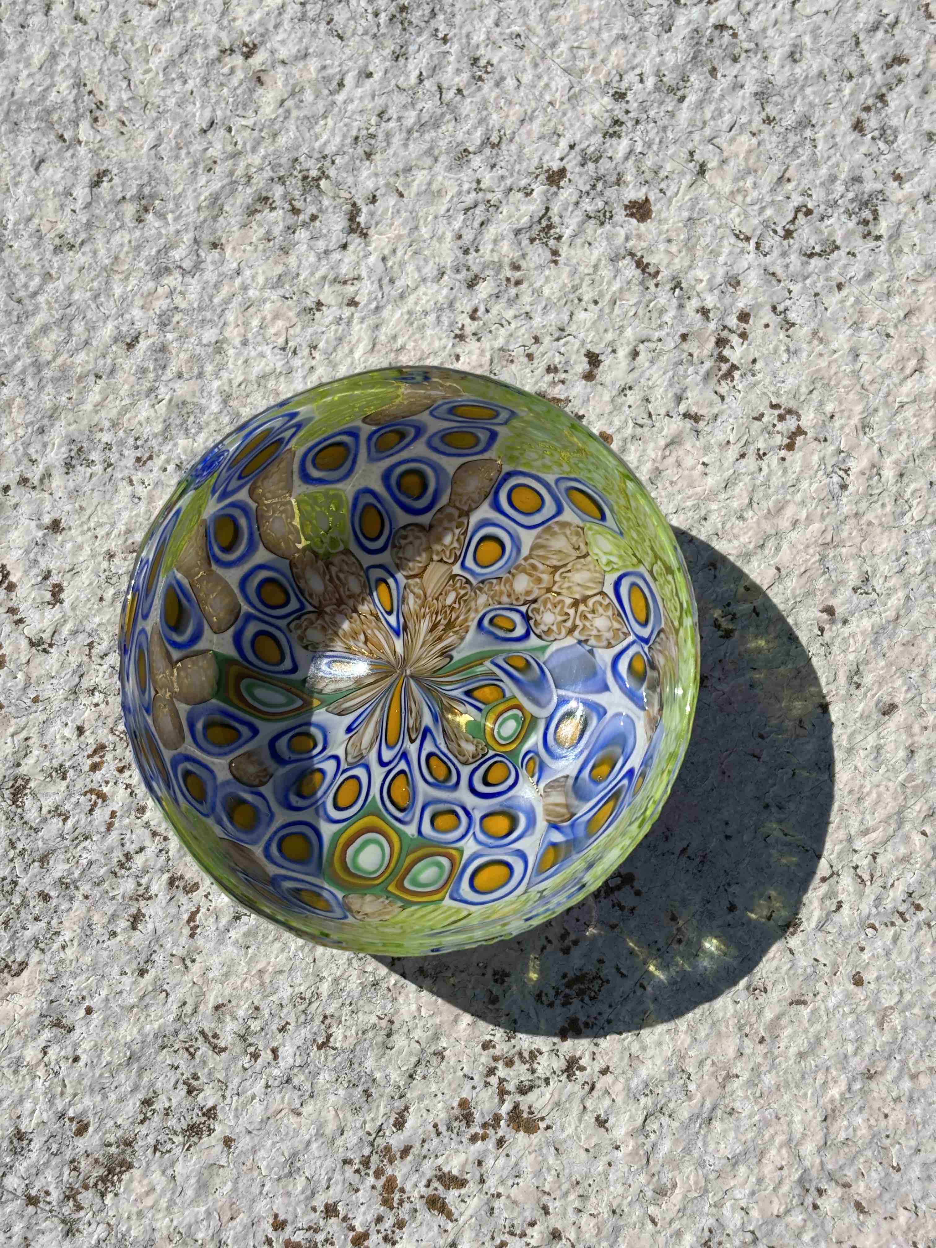 Ciotola in autentico vetro di Murano verde e blu