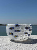 Ciotola in autentico vetro di Murano bianco e blu