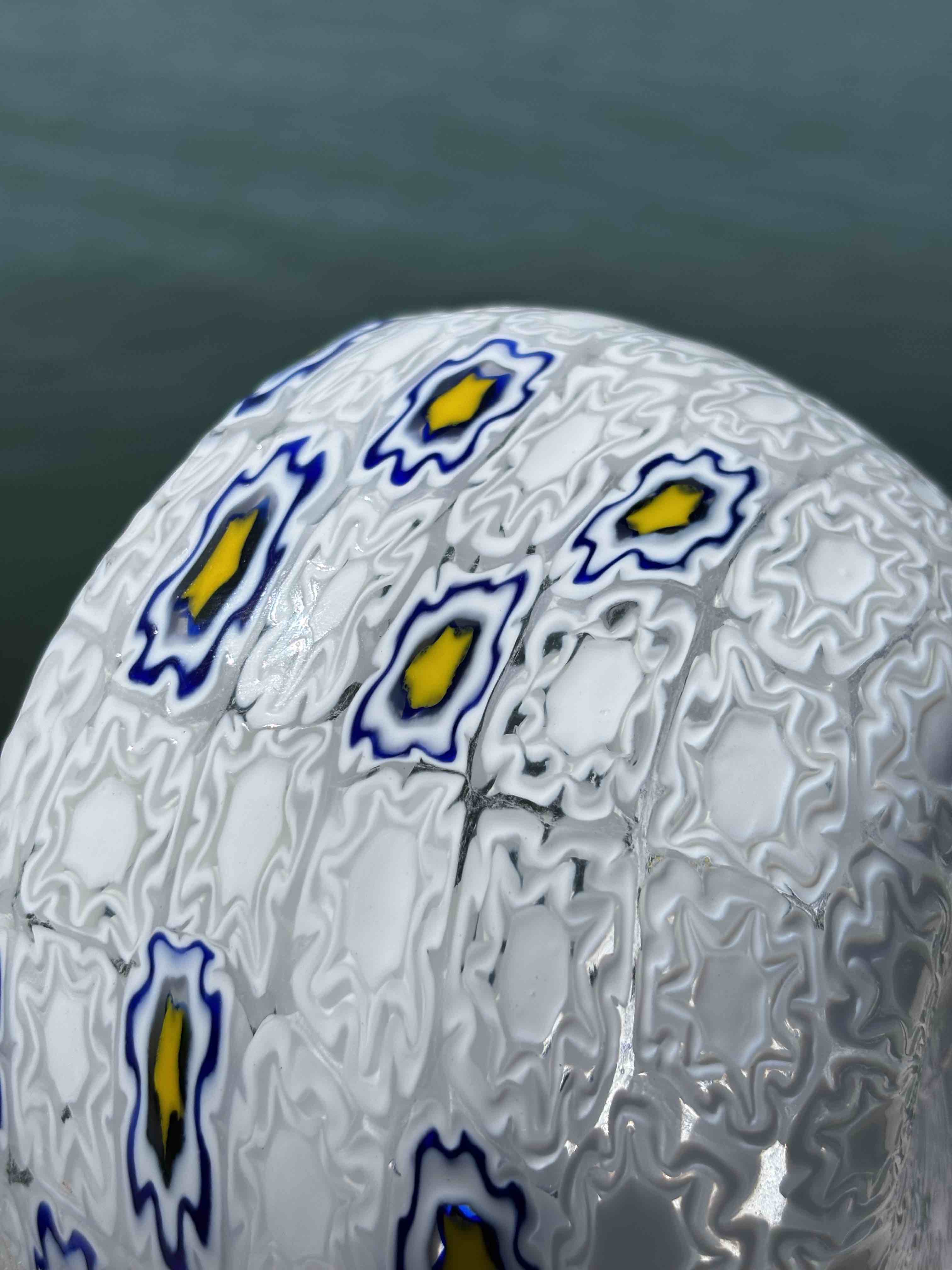 Ciotola in autentico vetro di Murano bianco e blu