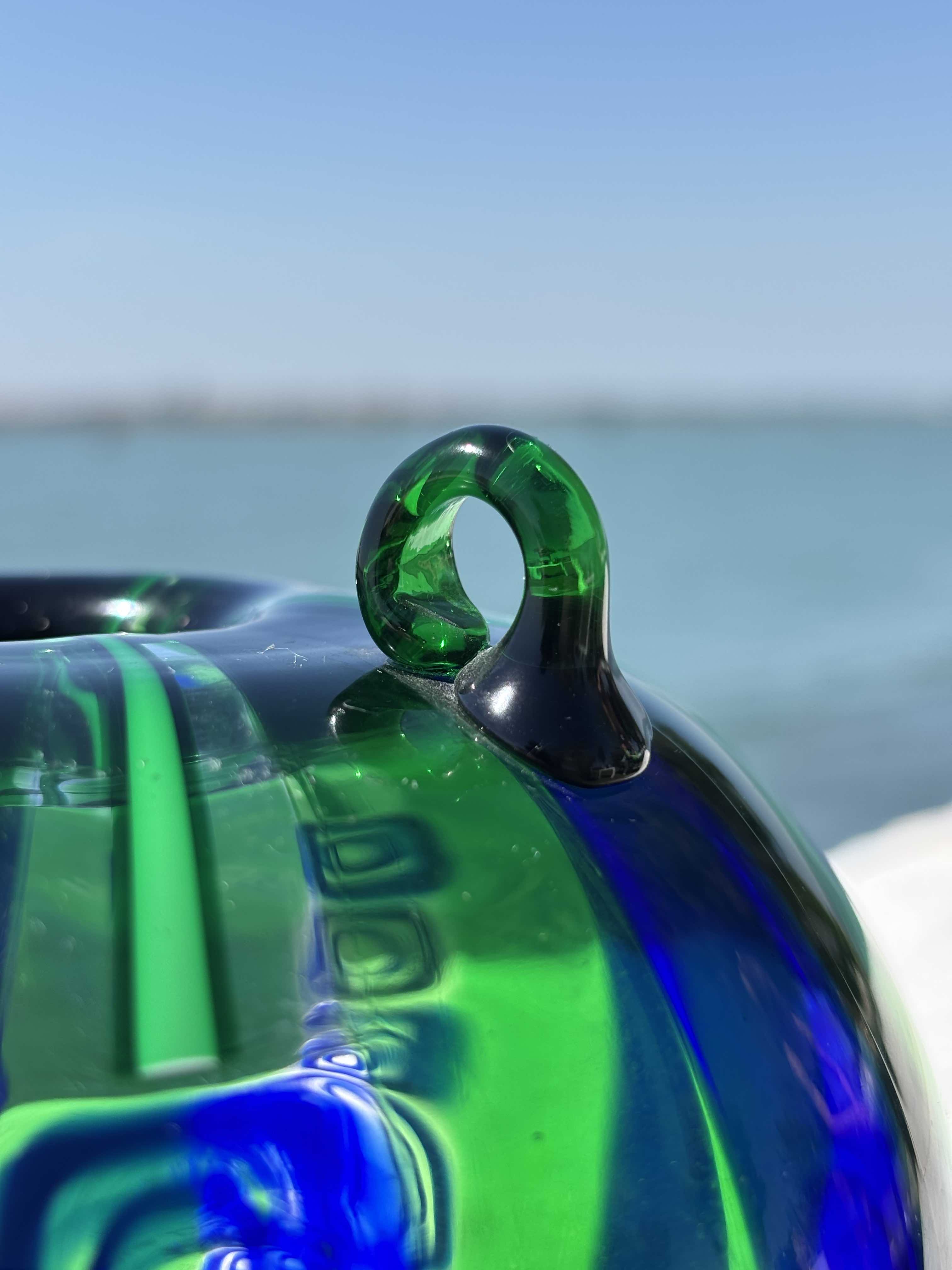 Vaso in autentico vetro di Murano verde e blu piccolo