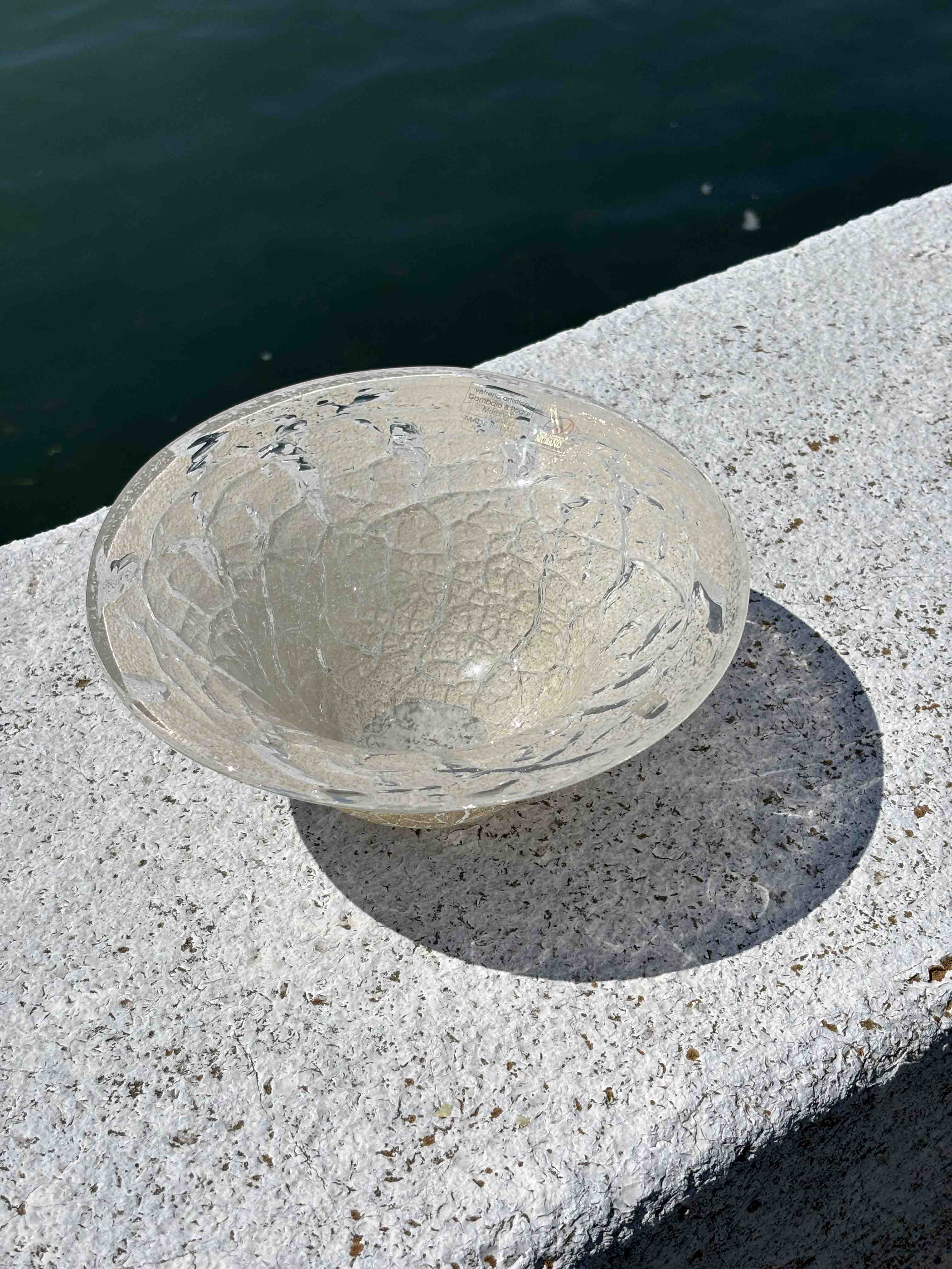 Ciotola in autentico vetro di Murano bianco e oro