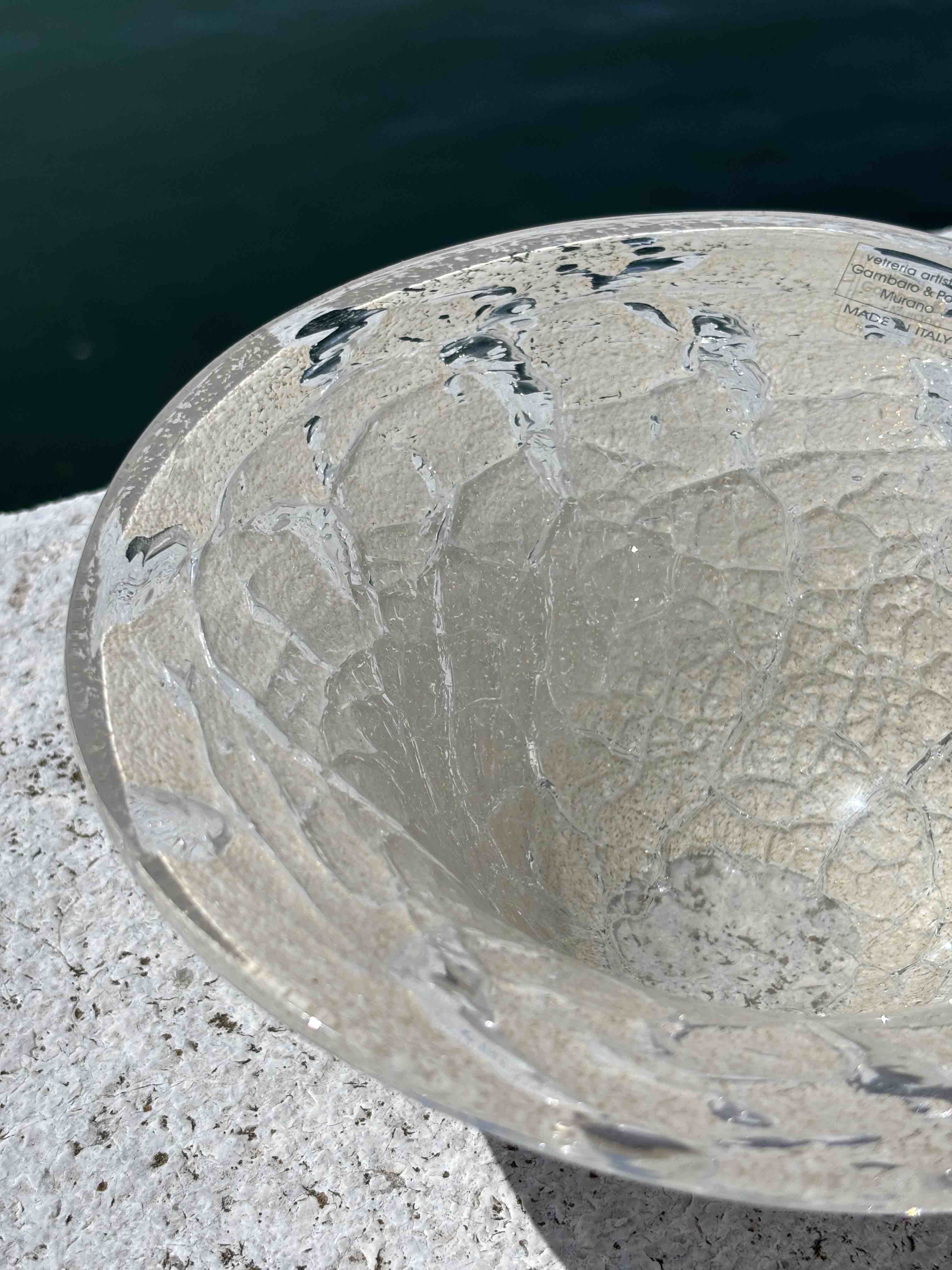 Ciotola in autentico vetro di Murano bianco e oro