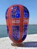 Vaso in autentico vetro di Murano rosso blu e avventurina piccolo