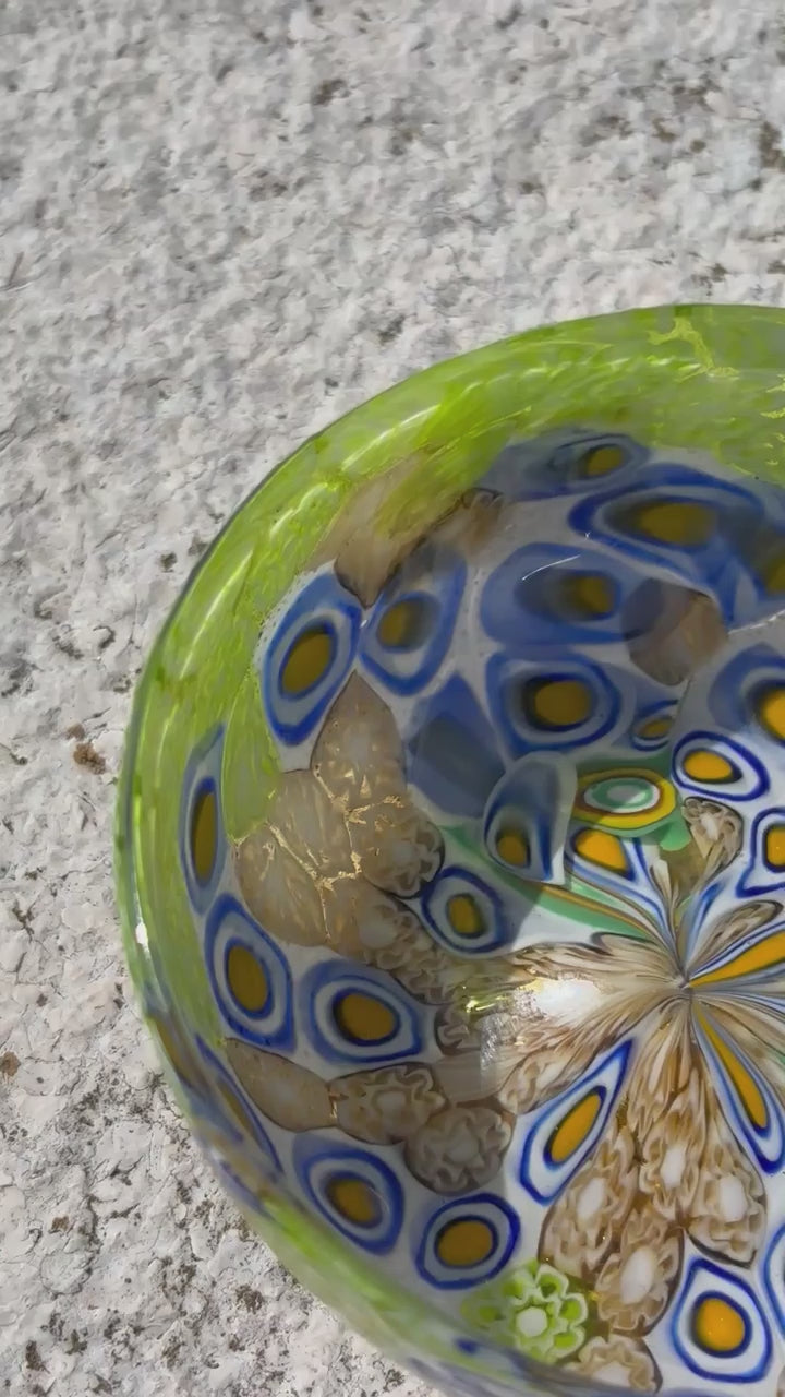 Ciotola in autentico vetro di Murano verde e blu