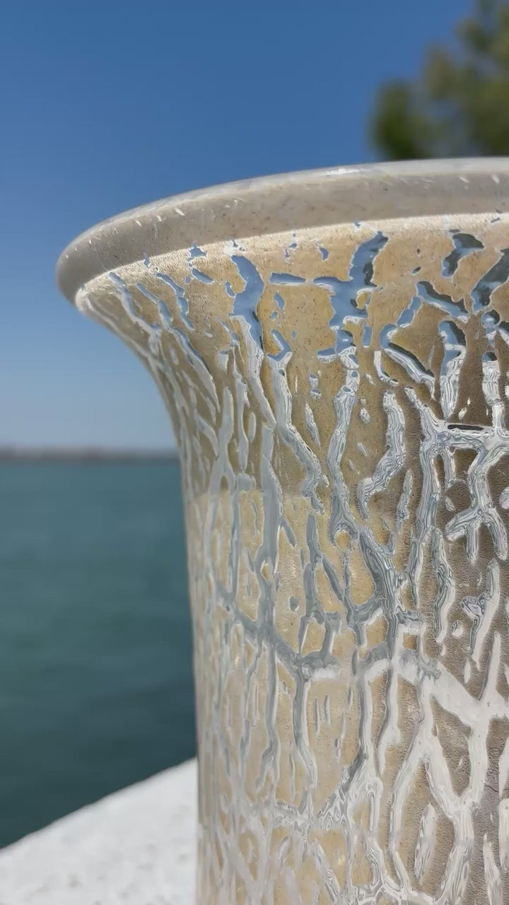Vaso in autentico vetro di Murano con foglia d'oro