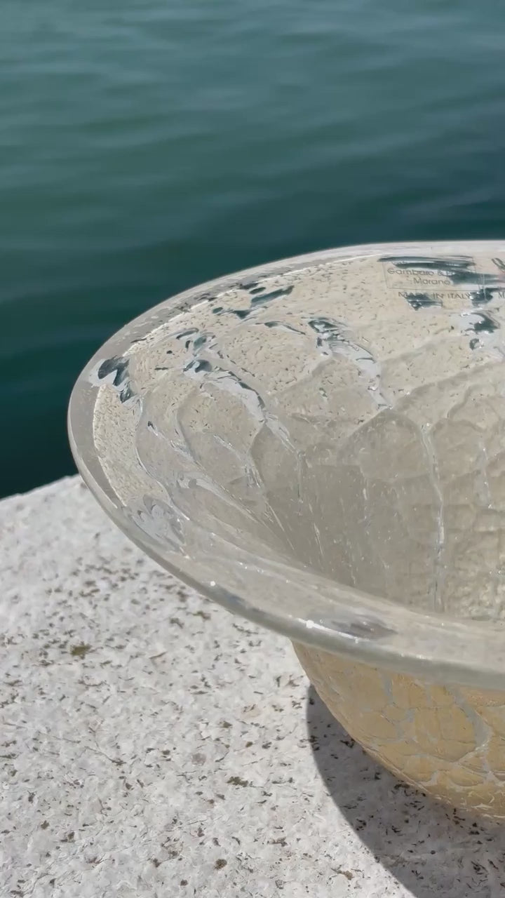 Ciotola in autentico vetro di Murano bianco e oro