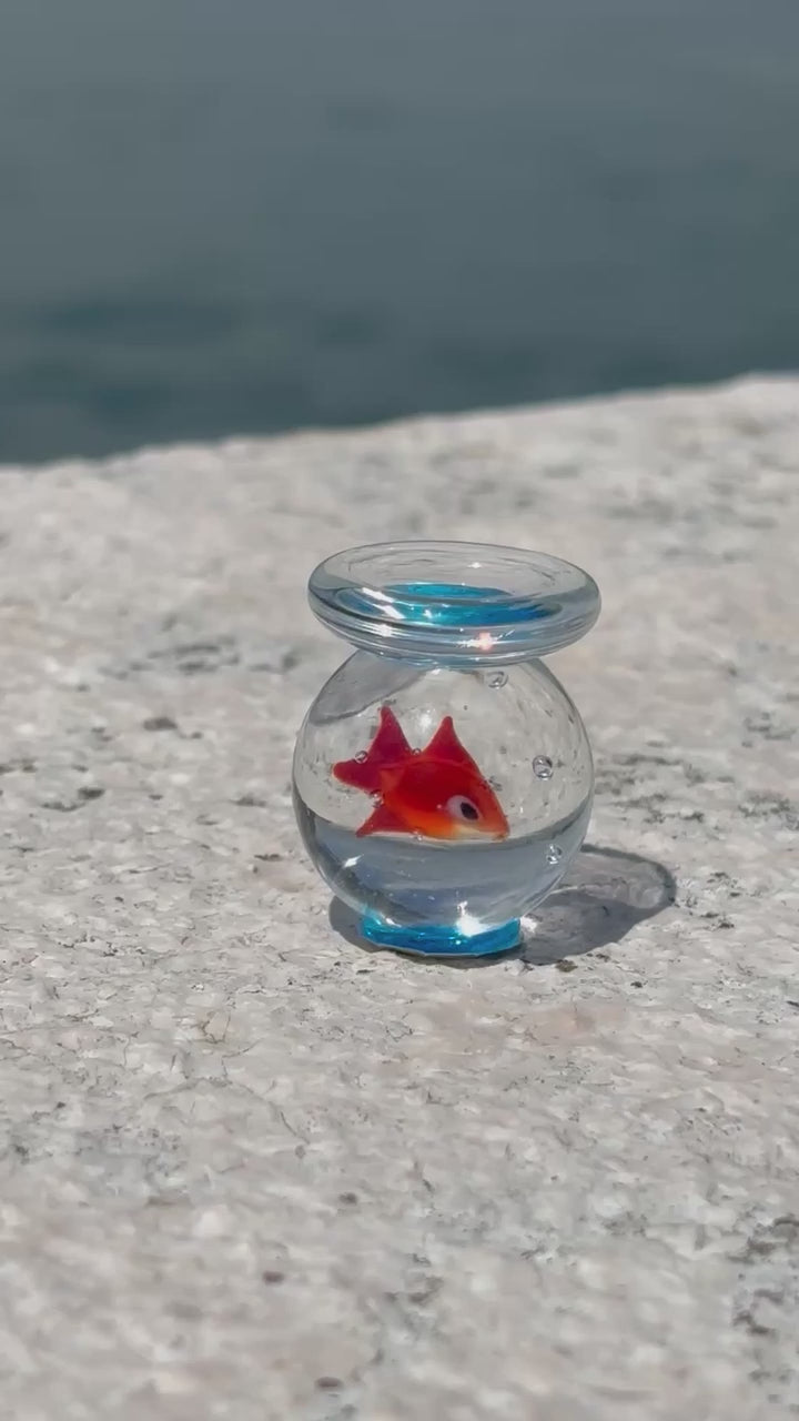 Acquario con pesce rosso in autentico vetro di Murano