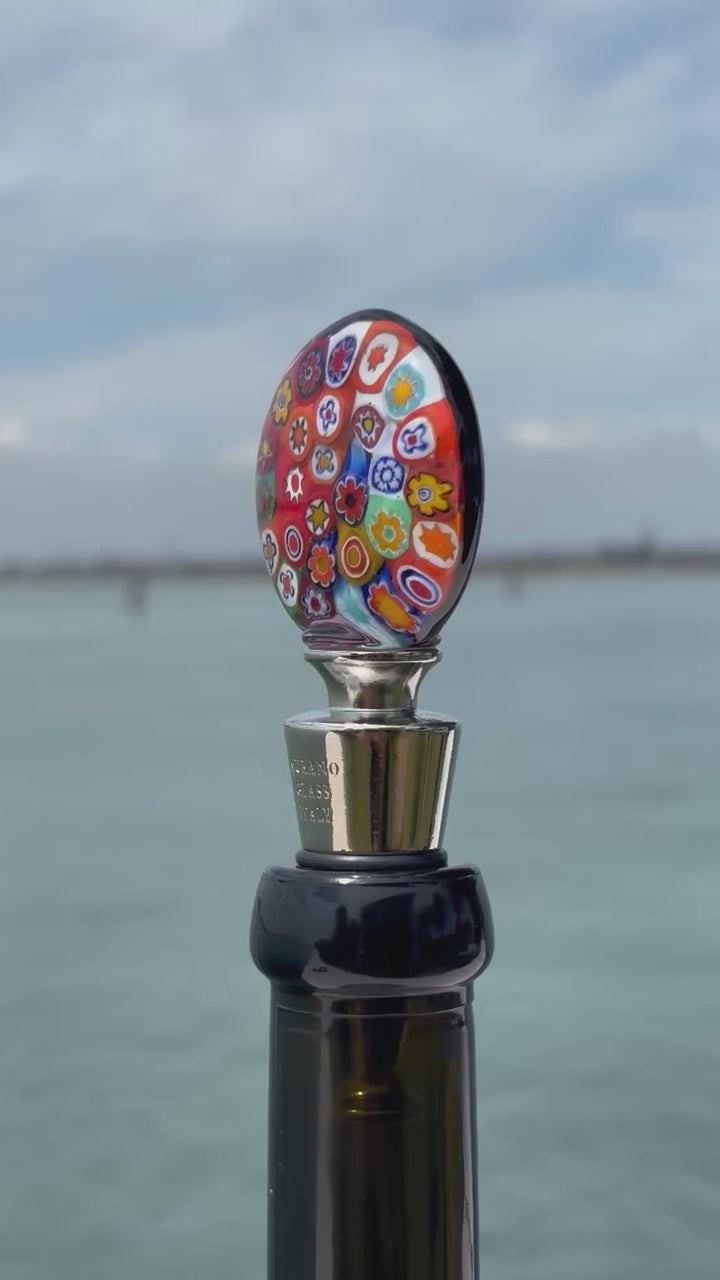 Tappo decorativo per bottiglia in vetro di Murano - Murrine multicolore