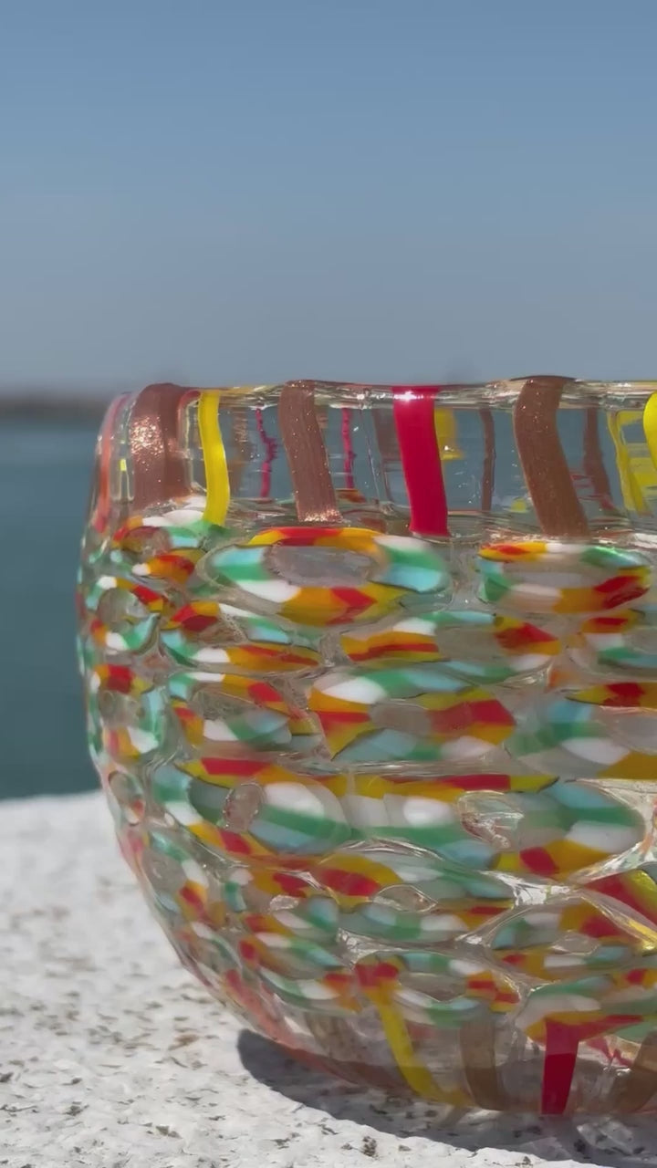 Ciotola in autentico vetro di Murano multicolore