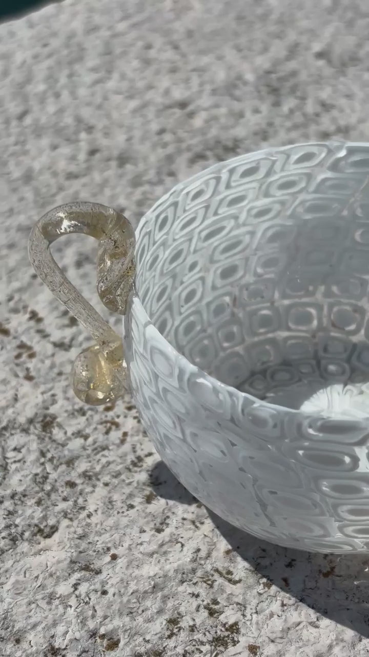 Ciotola in autentico vetro di Murano bianco